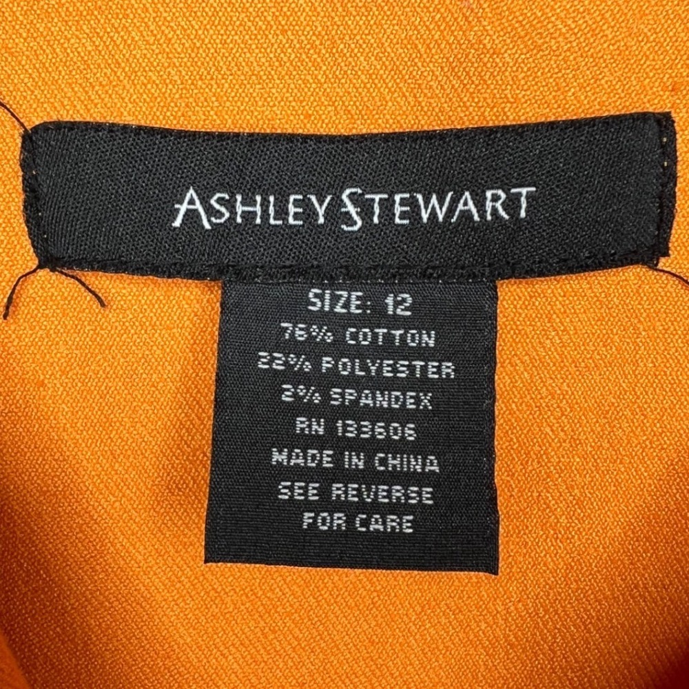 Ashley Stewart Orange Denim Vest Women's Sz 12 Frayed Hem Sleeveless Jean Jacket - Picture 2 of 4